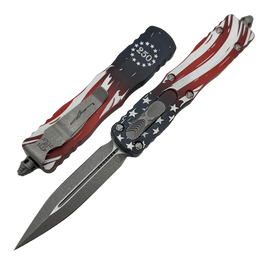 Nóż automatyczny OTF Microtech Dirac D/E Signature 250th Anniversary 4th of July Aluminium, Apocalyptic M390MK by Tony Marfione (225-10APS-4J250)