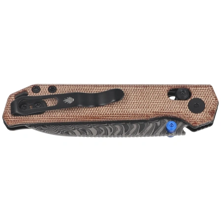 Kizer Begleiter 2.9 CL Knife Brown Norplex UltreX Micarta, Acid Washed Damascus by Azo (V3458.2CDA2)