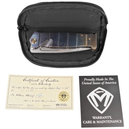 Medford USMC FF "Solar Flare"/Blue Titanium, Bronze HW/Clip, Tumbled S45VN by Grreg Medford (MK204STQ-03A2-T1C1-P1)