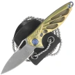 Rike Knife Mini Hummingbird Gold Titanium, Rose Damascus by Richard Wu (RK-MINI-GO)