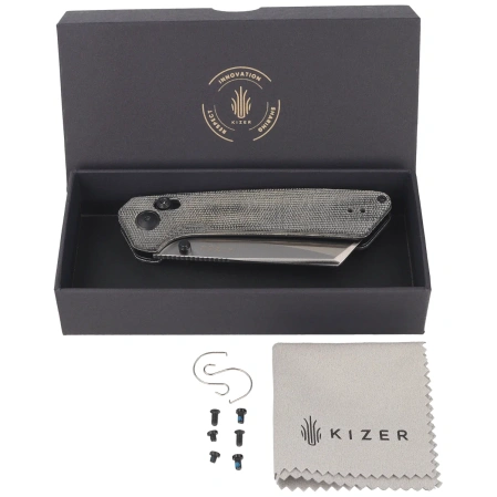 Kizer Madrac Knife Black Norplex UltreX Micarta, Satin Nitro-V by Matteo Pignatelli (V3693A3)