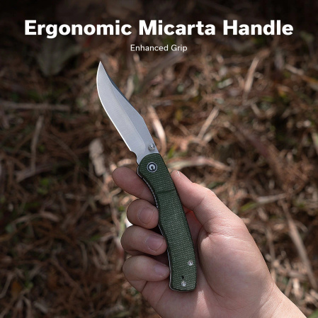 Civivi Clingman Knife Green Canvas Micarta, Satin Nitro-V by Taylor Martin Best Damn EDC (C23065-4)