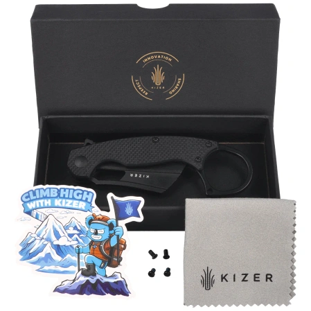 Nóż składany Kizer Dodo Karambit Black G10, Black Stonewashed Nitro-V by Giedymin (V2702A3)