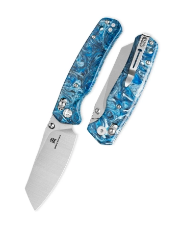 Bestechman Cicada's Wing Knife Blue Resin, Satin 10Cr15MoV (BMK06Q)