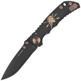 Spartan Blades Harsey Folder ''Gold Logo'' Titanium, Black PVD MagnaCut