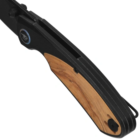 Bestech Lito Knife Black Titanium / Olive Wood, Black Stonewashed M390 by Ostap Hel (BT2307C)