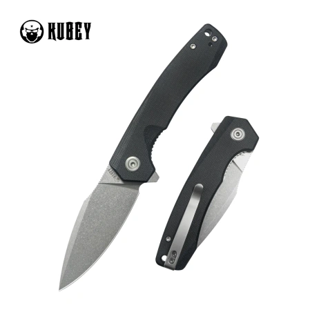 Kubey Calyce Knife Black G10, Beadblasted 14C28N (KU901T)