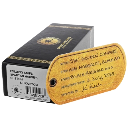 Nóż składany Spartan Blades Harsey Folder Golden Compass Black Titanium, Bronze HW, Black PVD MagnaCut by William W. Harsey (SF5GOLDENCOMPASS)