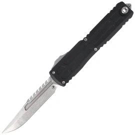 Microtech Ultratech Gen III EX-ZBP Interceptor Signature OTF Knife Black Aluminum, Stonewashed M390MK by Tony Marfione (1117EX-10S)