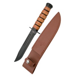 Nóż Third Decor Habitat USMC Ka-Bar Style Brown Leather, Black Blade (11593)