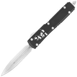 Nóż automatyczny OTF Microtech Ultratech D/E Steamboat Willie Signature Black Aluminium, Antique White M390 by Tony Marfione (122-1SB)