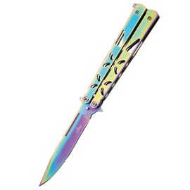 Nóż motylkowy Third Decor Habitat Balisong Rainbow Stainless Steel, Rainbow 420 (K2450)