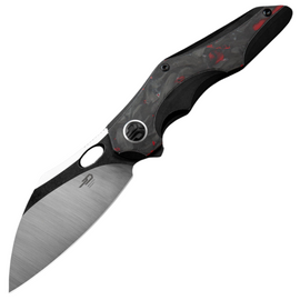 Nóż składany Bestech Nogard Black Titanium/Black Red Marblee Carbon Fiber, Satin/Black Stonewashed M390 by Kombou (BT2105D)