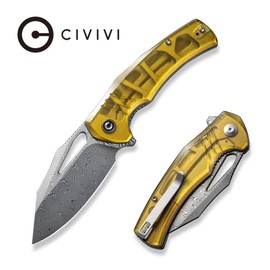 Nóż składany Civivi BullTusk Polished Yellow Ultem, Damascus (C23017-DS1)