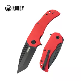 Nóż składany Kubey Bravo One Tanto Red G10, Black Stonewashed AUS-10 by Mikkel Willumsen (KU318B)