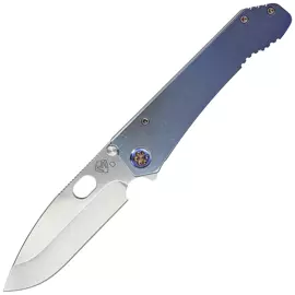 Nóż składany Medford 187 DP Blue Titanium, Flamed HW/Clip, Tumbled D2 by Greg Medford