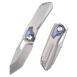 Nóż składany Remette Peregrine Falcon Gray / Colored Titanium, Hand Grinding Pearlescent M390 (RTT1-G)