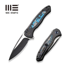 Nóż składany WE Knife Button Lock Kitefin LE No 037/157 Black Titanium/Arctic Storm Fat Carbon, Black Stonewashed/Satin CPM 20CV (WE19002N-1)