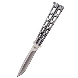 Nóż motylkowy Third Decor Habitat Balisong Silver Stainless Steel, Satin 420 (K2919B)