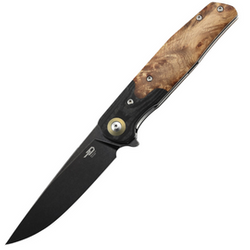 Nóż składany Bestech Ascot Black Carbon Fiber/G10 Lightburl Wood, Black Titanized 14C28N (BG19E)