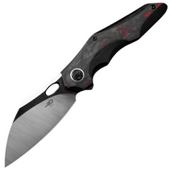 Nóż składany Bestech Nogard Black Titanium/Black Red Marblee Carbon Fiber, Satin/Black Stonewashed M390 by Kombou (BT2105D)