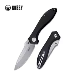 Nóż składany Kubey Ruckus Black G10, Beadblasted AUS-10 by Sherif Manganas (KU314F)