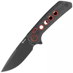 Nóż składany Reate PL-XF-12 Black Micarta/Red G10 Inlay, Black PVD Nitro-V