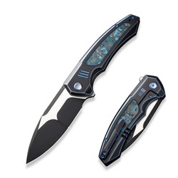 Nóż składany WE Knife Hyperactive Black Titanium/Arctic Storm Fat Carbon, Black Stonewashed/Satin Vanax (WE23030-3)