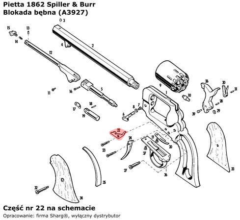 Blokada bębna Pietta 1862 Spiller & Burr (A3927)