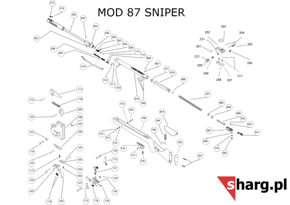 Blokada lunety wiatrówka Hatsan MOD 33-MOD 35, MOD 55S-MOD 90, Striker (467-468)