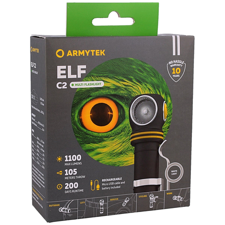 Latarka Armytek Elf C2 Micro-USB, White, 1100lm, 18650 Li-Ion / 3200mAh (F05102C)