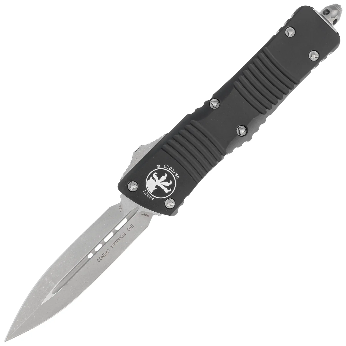 Nóż automatyczny OTF Microtech Combat Troodon D/E Black Aluminium, Apocalyptic M390 by Tony Marfione (142-10AP)