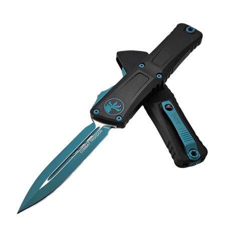 Nóż automatyczny OTF Microtech Combat Troodon D/E Gen III Black Aluminium, Turquoise M390MK by Tony Marfione (1142-1TQSK)