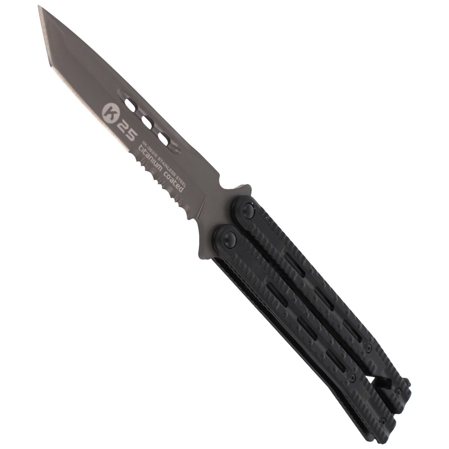 Nóż motylek K25 Balisong Rescue Black Aluminium, Titanium Coated (36215)