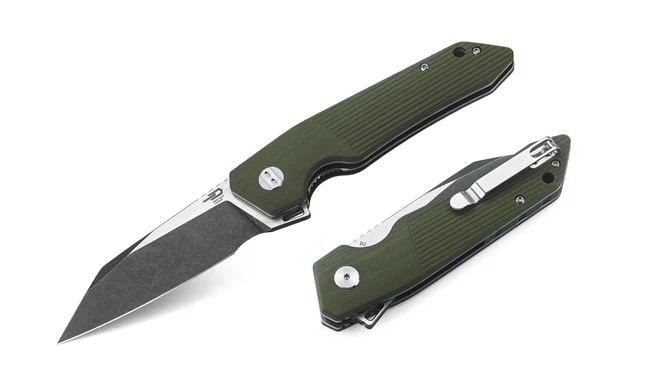 Nóż składany Bestech Barracuda Green G10, Black Stonewashed/Satin D2 (BG15B-2)