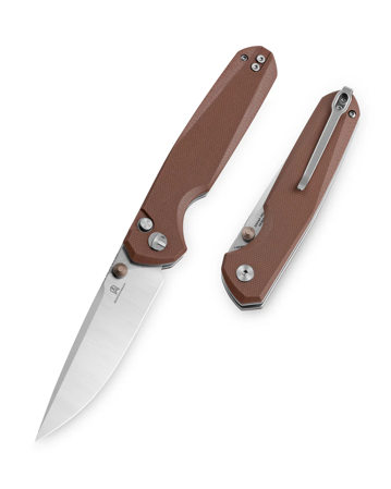 Nóż składany Bestechman Velix Brown G10, Stonewashed/Satin 14C28N by Ostap Hel (BMK07B)