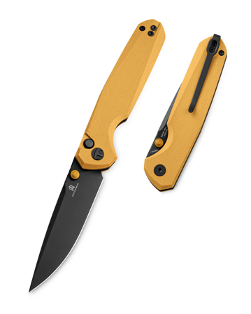 Nóż składany Bestechman Velix Yellow G10, Black PVD 14C28N by Ostap Hel (BMK07E)