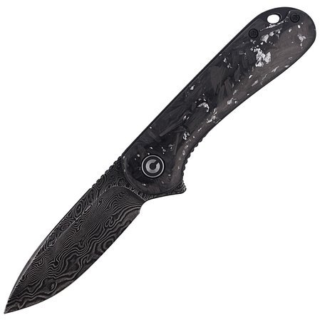 Nóż składany CIVIVI Elementum Flipper Shredded Carbon Fiber / Silvery Shred, Black Damascus (C907C-DS2)