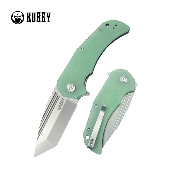 Nóż składany Kubey Bravo One Tanto Jade G10, Beadblasted AUS-10 by Mikkel Willumsen (KU318D)