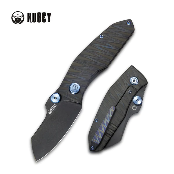 Nóż składany Kubey Monsterdog Flame Titanium, Black Stonewashed M390 by Dmitry Osarenko (KB285E)