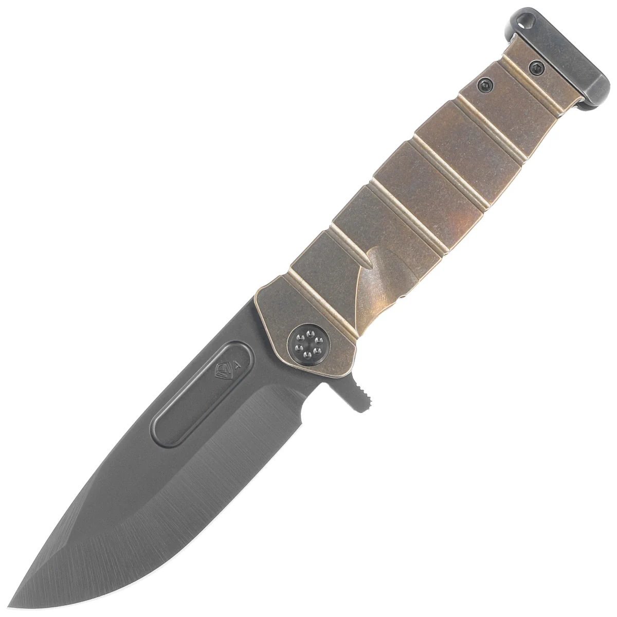 Nóż składany Medford USMC FF Bronze Titanium, Black DLC HW/Clip, Black DLC S45VN by Greg Medford (MK2044PQ-36A1-TPCP-PP)