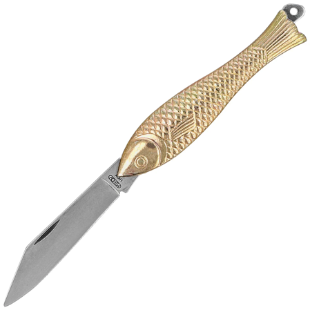 Nóż składany Mikov Fishlet 130 Gold, Stonewashed 420 (130-NZn-1/ZL STONEWASHED)