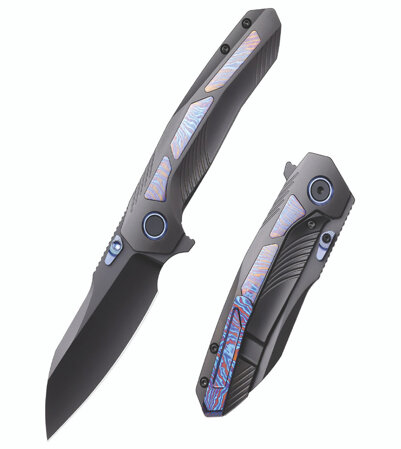 Nóż składany Remette Kestrel Black DLC Titanium/Timascus, Black DLC CPM S35VN (RTPO-E)