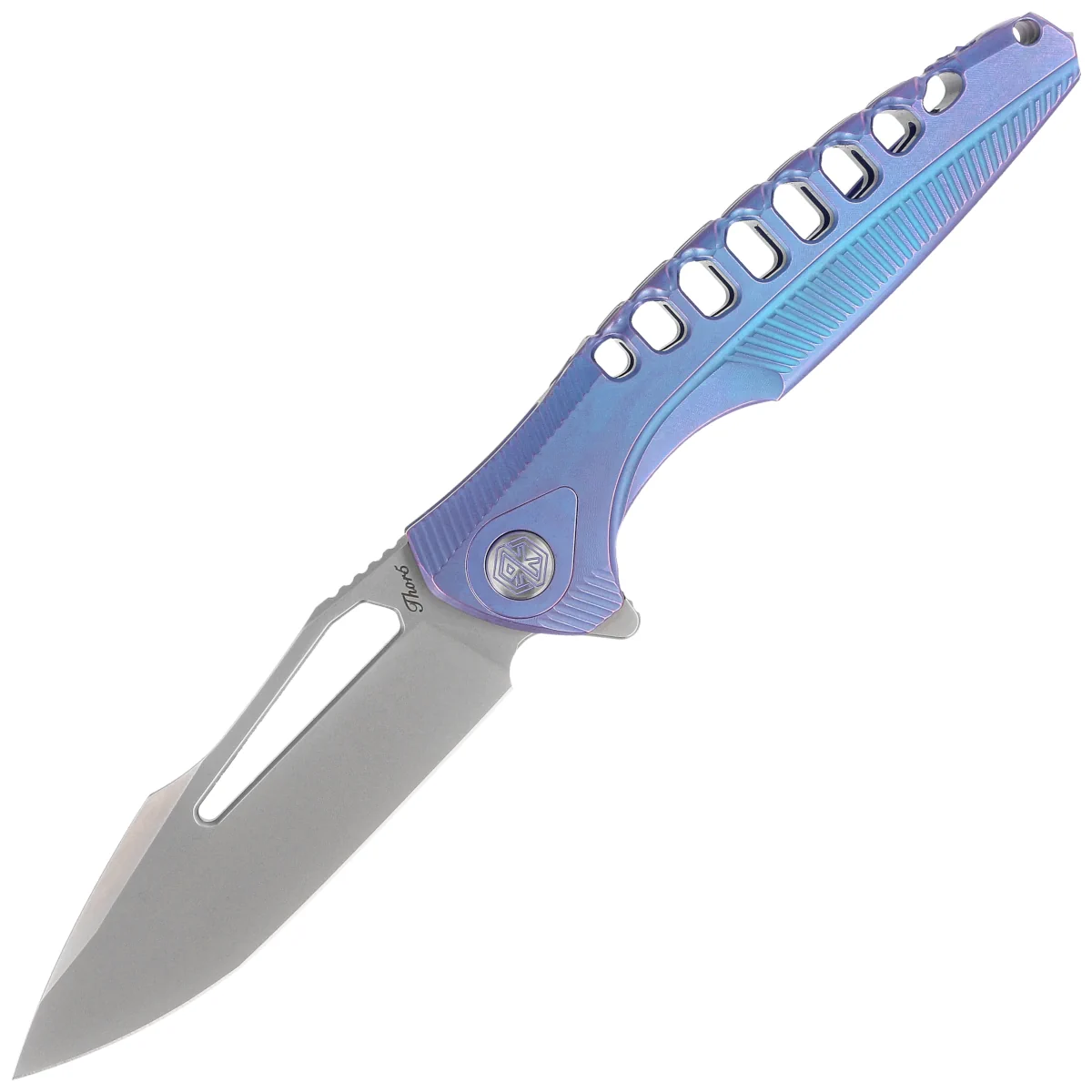 Nóż składany RikeKnife Thor 5 Blue Titanium, Satin M390 (RK-Thor5-B)