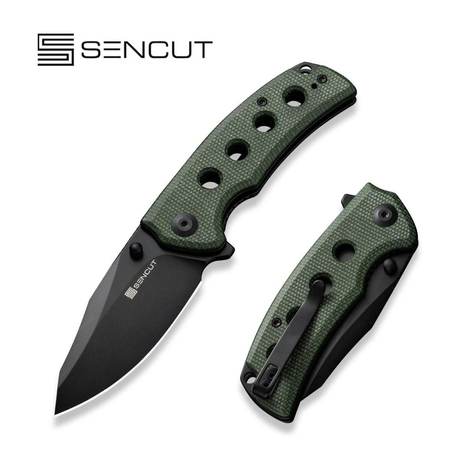 Nóż składany Sencut Excalis Green Canvas Micarta, Black 9Cr18MoV (S23068-3)