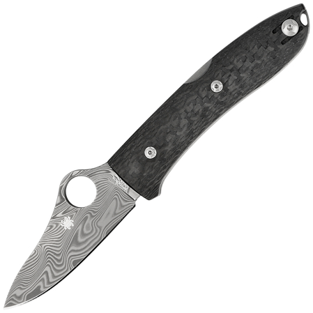 Nóż składany Spyderco SpyOpera Carbon Fiber, Plain Thor Damascus Sprint Run  (C255CFPD)