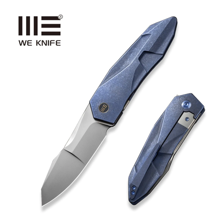 Nóż składany WE Knife Solid Blue Titanium, Polished Bead Blasted CPM 20CV by Gustavo T. Cecchini (WE22028-4)