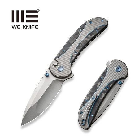 Nóż składany WE Knife Zizzit Grey Titanium/Marble Carbon Fiber, Polished Bead Blasted CPM 20CV (WE23031-3)