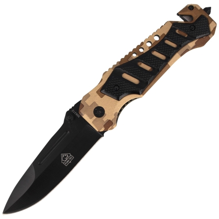 Nóż składany ratowniczy Puma Solingen Camo Aluminium, Black Coated (306312)