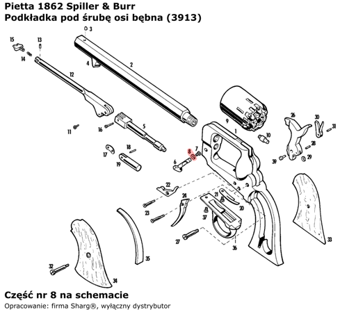 Podkładka pod śrubę osi bębna Pietta 1862 Spiller & Burr (3913)